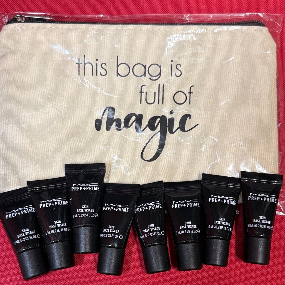 MAC Prep + Prime Skin Base Visage 0.2oz Lot of 8 with Canvas Pouch